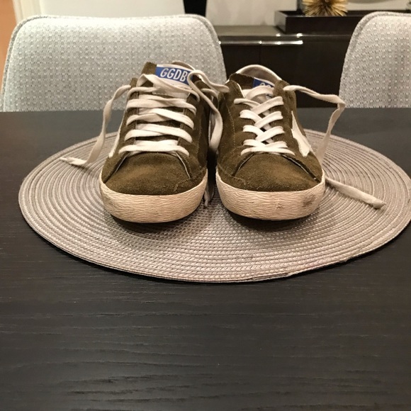 Golden Goose Superstar Sneakers. Size 36. Army green suede with white star - Picture 4 of 5
